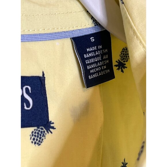 Chaps Shirt Mens Small Button Down Short Sleeve Top Yellow Pineapple Casual Work - Picture 6 of 10